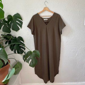 7115 by Sezki Green Raw Silk Dress